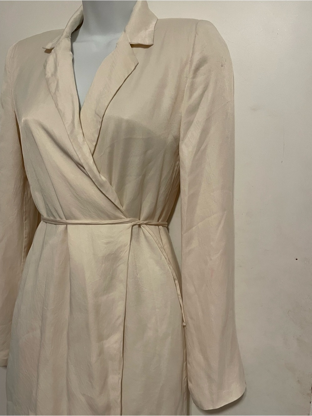 Zara Cream Wrap Blazer Dress with Self-Tie Waist - Picture 7 of 7